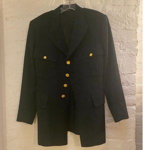 Vintage Military Wool Jacket with Gold Buttons